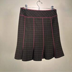Nanette Lepore Plaid Mini Skirt | Pink Piping | Made in USA